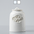 Elegant white cloud blue ceramic porcelain medium 0.7 liter dog, cat and other animal pet urn with floral design
