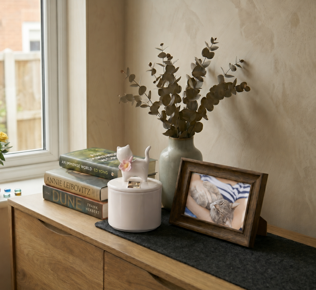 Felira porcelain cat urn at home in unknown