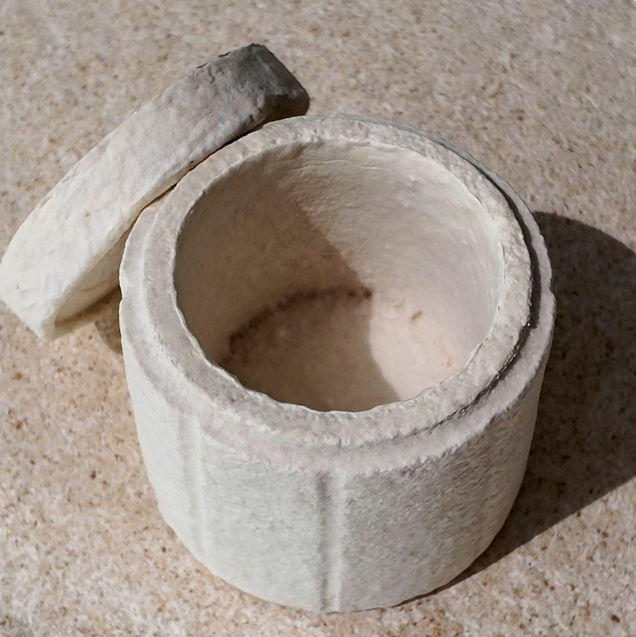 White-grey mycelium mushroom textured 100% biodegradable pet ash urn for your cat or dog or other pet