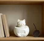 White-grey mycelium mushroom textured 100% biodegradable pet ash urn for your cat