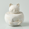 White-grey mycelium mushroom textured 100% biodegradable pet ash urn for your cat