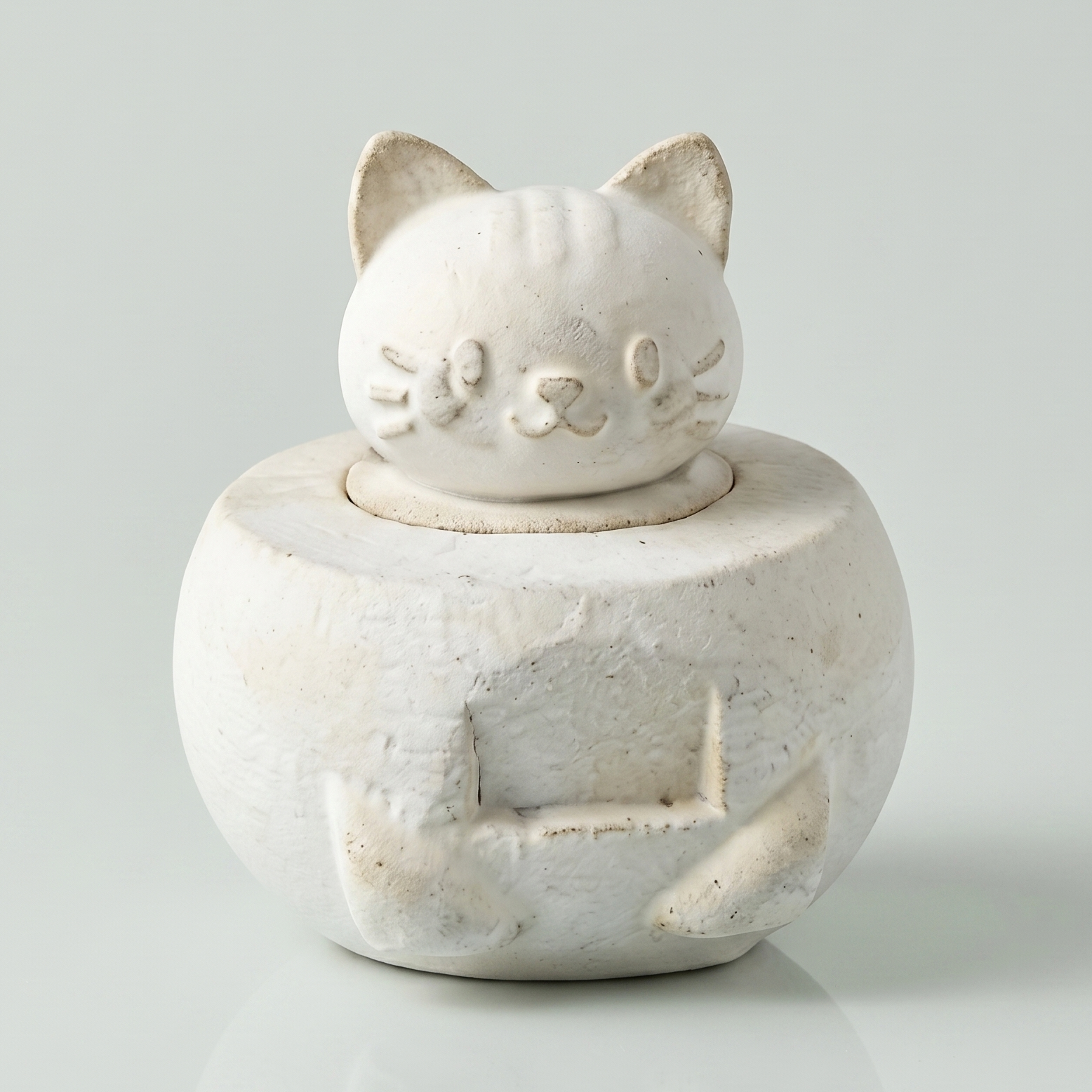 White-grey mycelium mushroom textured 100% biodegradable pet ash urn for your cat