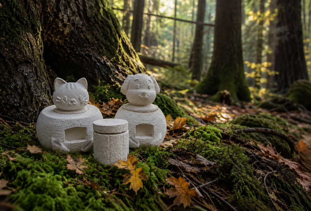 Mycelium material made natural and biodegradable pet urns for burial 
