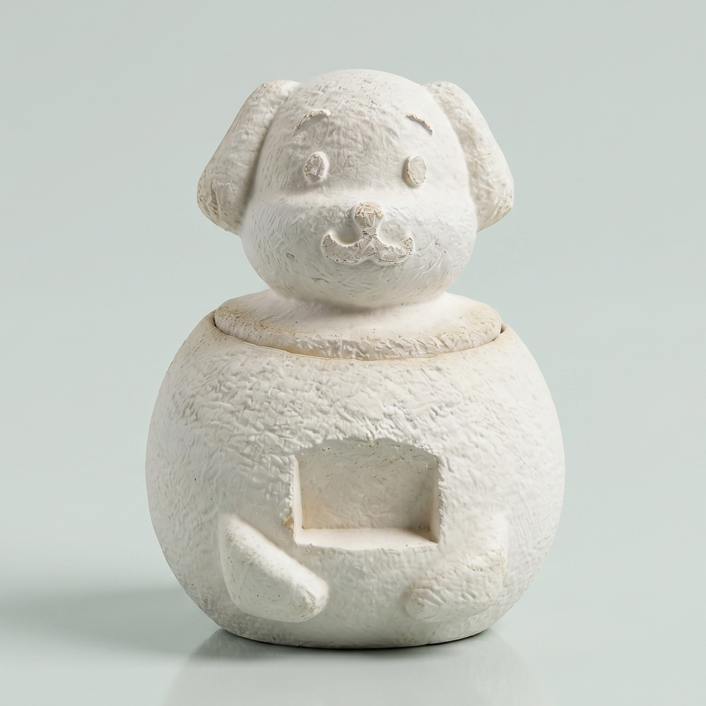 Cute white-grey mycelium mushroom textured 100% biodegradable pet ash urn for your dog