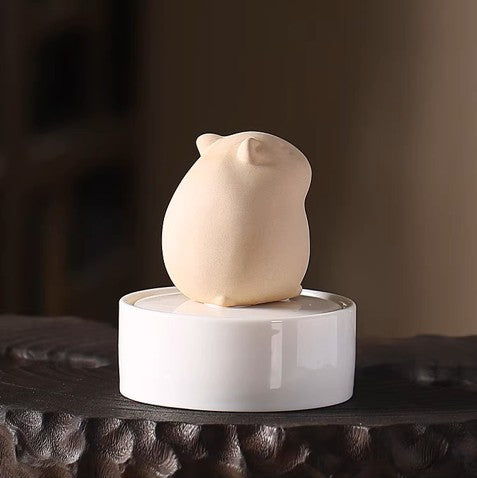 Beautiful small white porcelain ceramic hamster urn 