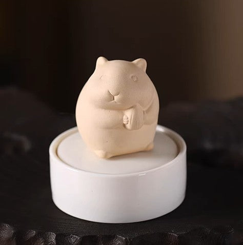 Beautiful small white porcelain ceramic hamster urn 