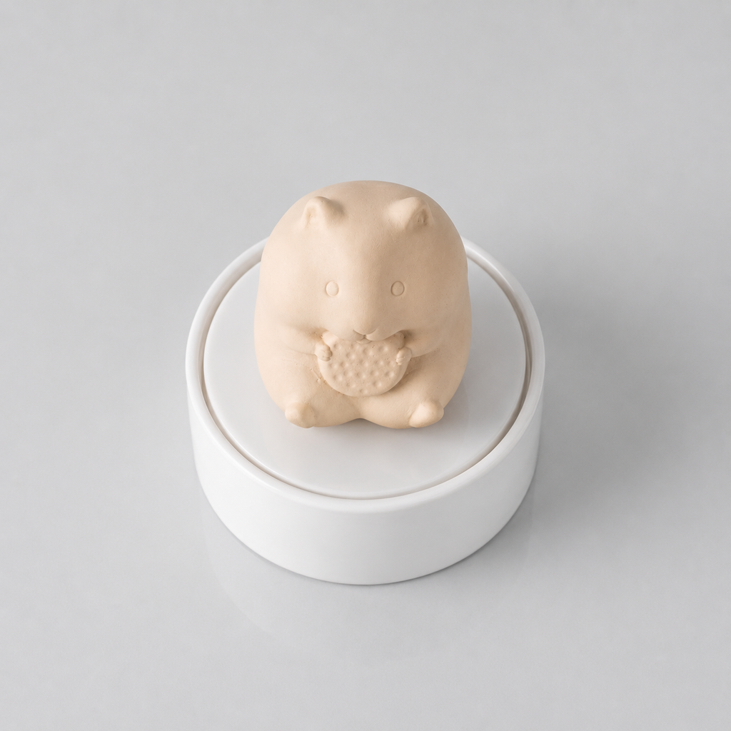 Beautiful cute Nino Ceramic Porcelain Hamster Urn top view 