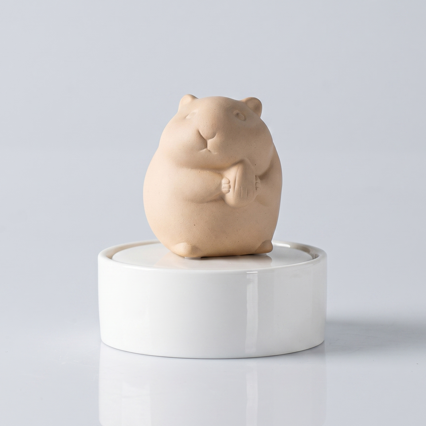 Beautiful small white porcelain ceramic hamster urn 