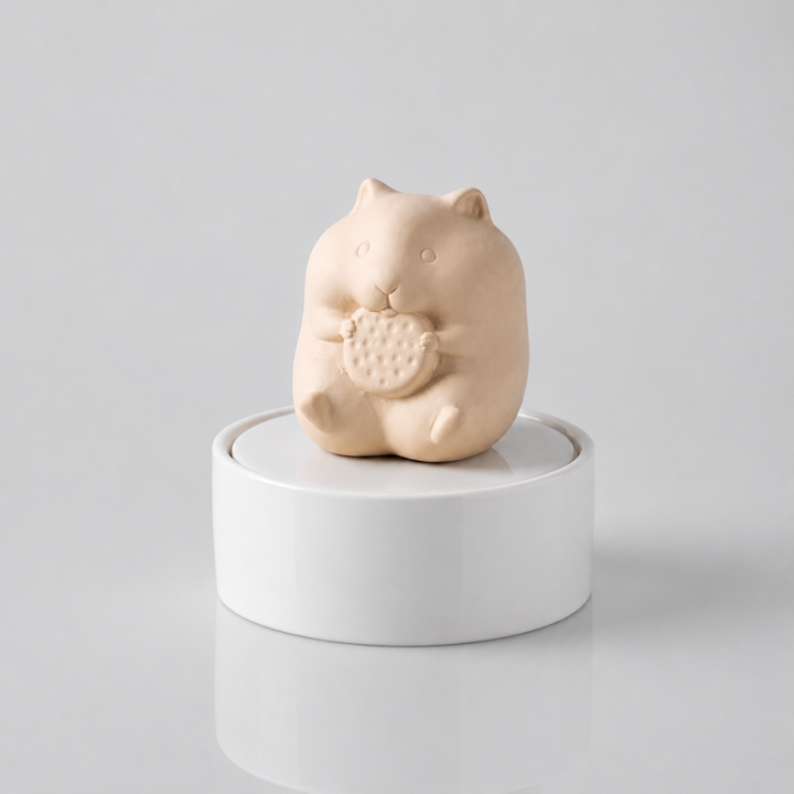 Beautiful small white porcelain ceramic hamster urn 