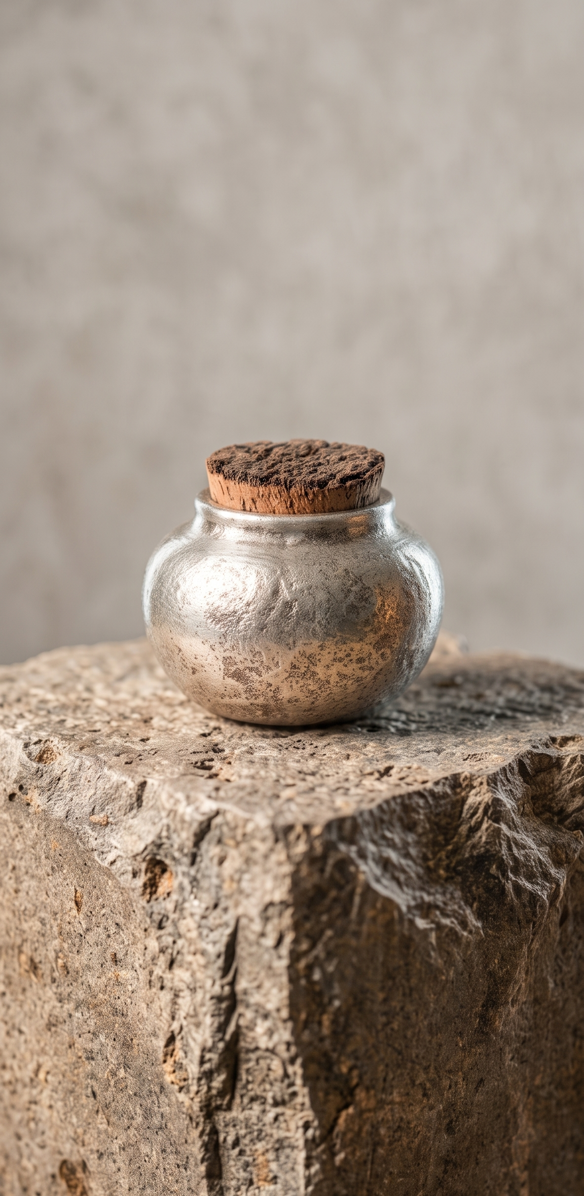 Small artisanal hand-made metallic ceramic pet urn