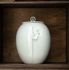 Beautiful large cloud-blue ceramic porcelain 2 liter ceramic animal pet urn with floral design