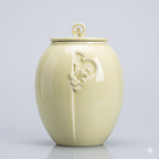 Beautiful large beige ceramic porcelain 2 liter ceramic animal pet urn with floral design