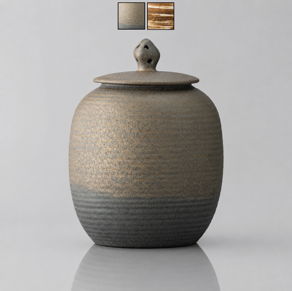 Large rustic bronze earth colored stoneware pet urn