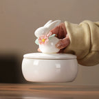 Beautiful small Amberra ceramic porcelain white urn to store the ashes of your bunny rabbit and keep the memory alive
