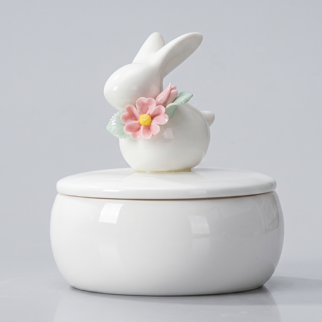 Beautiful small Amberra ceramic porcelain white urn to store the ashes of your bunny rabbit and keep the memory alive